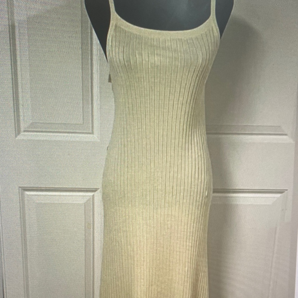 By Together Cream Ribbed Maxi Slip Dress